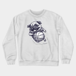 Pug Plying Basketball Crewneck Sweatshirt